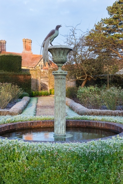 The fountain in the rose garden