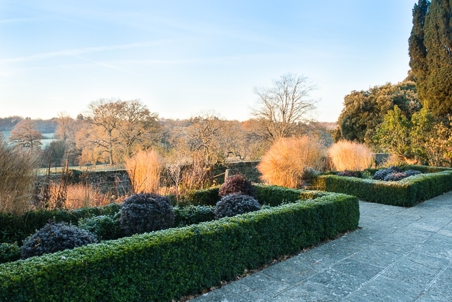 Lower end of the Italianate garden overlooking open countryside