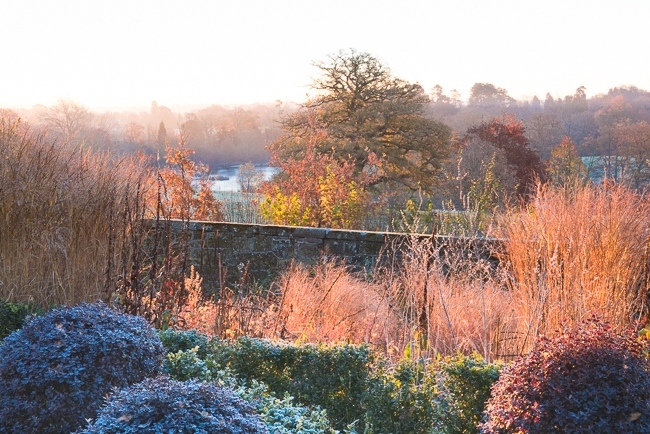 Lower end of the Italianate garden overlooking open countryside