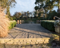 Steps leading up to the Italianate garden in winter