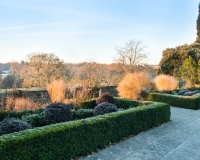Lower end of the Italianate garden overlooking open countryside